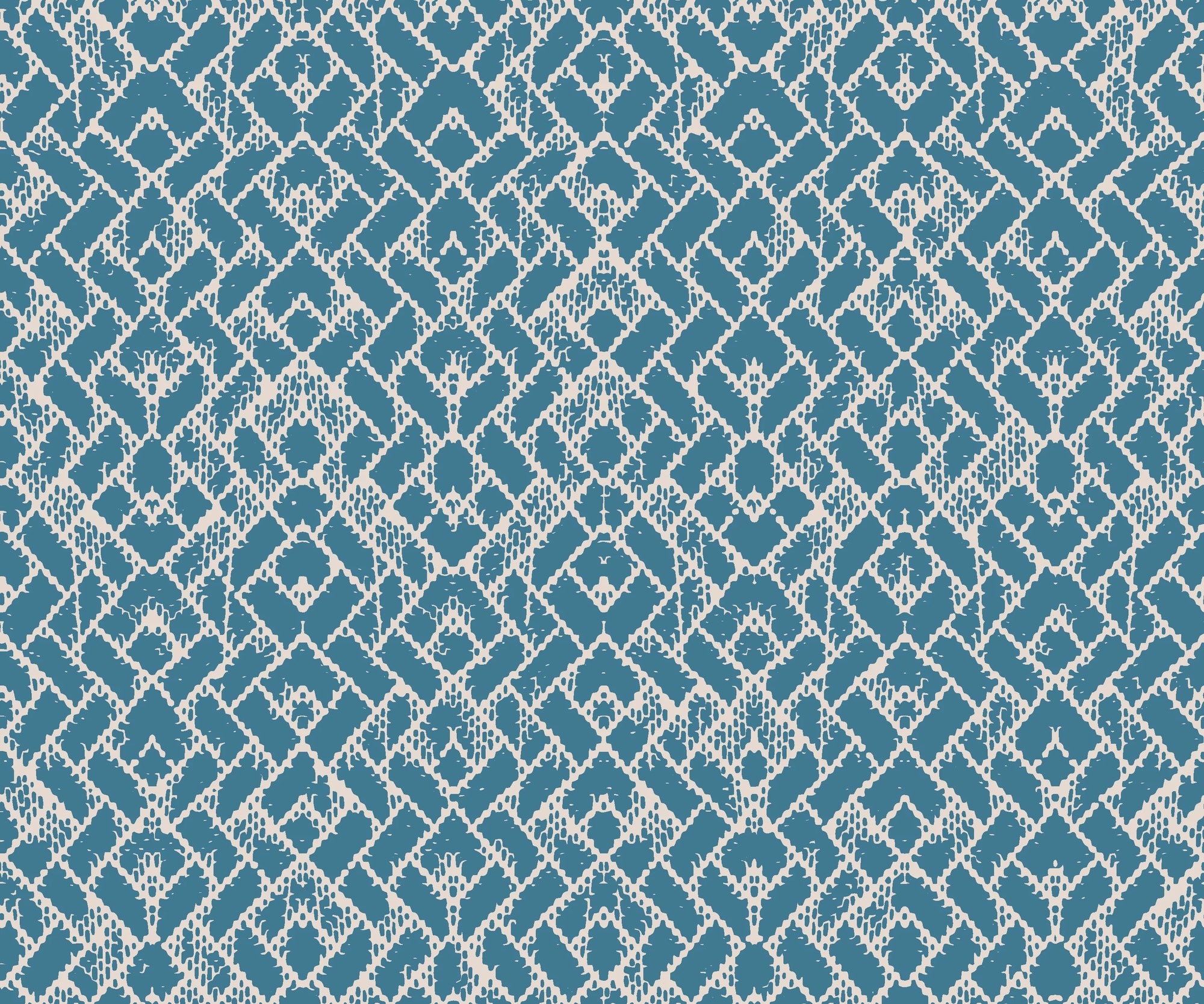 Cerulean Garden distressed geometric wallpaper