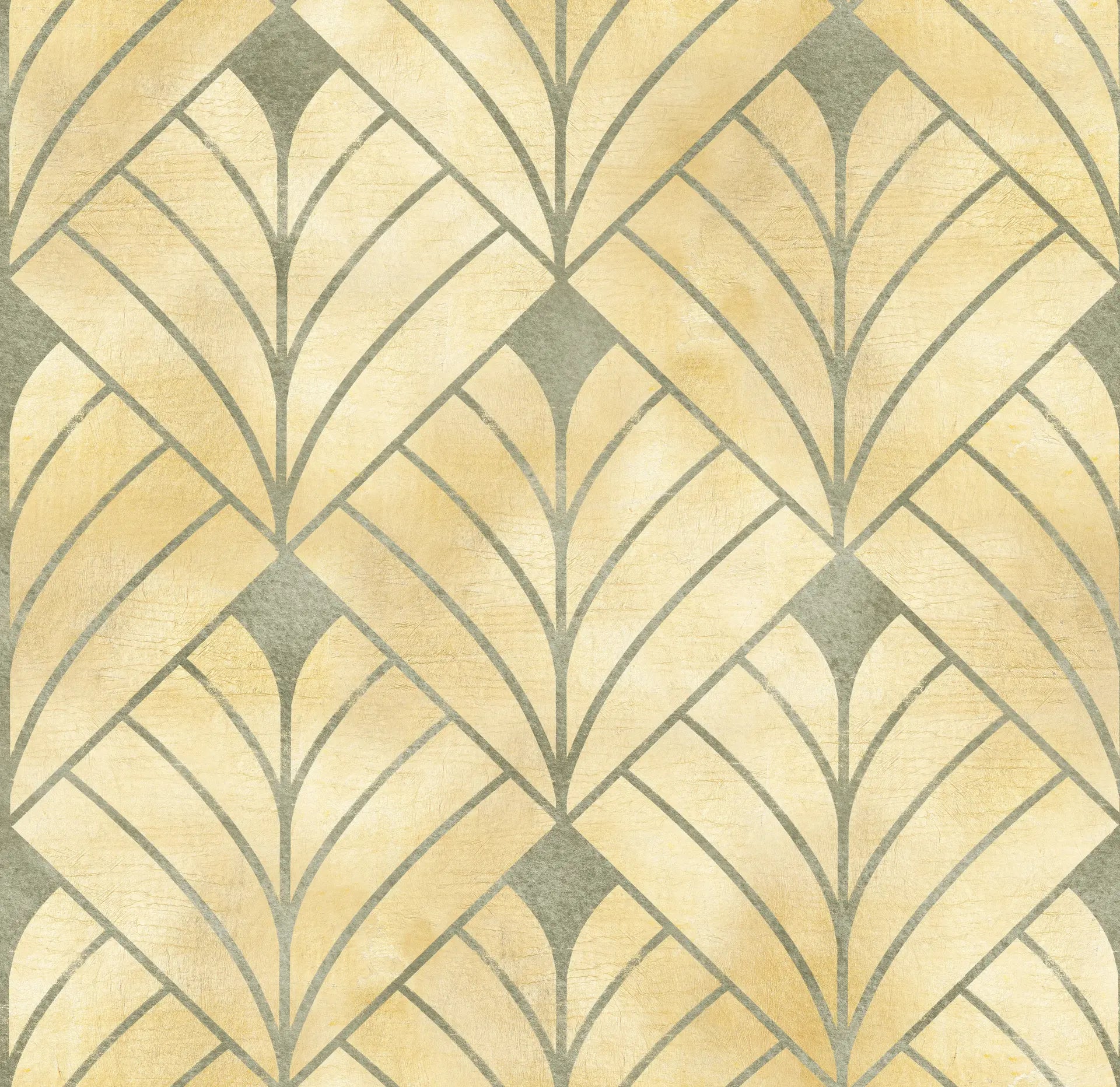 Champagne Crest elegant gold art deco leaf wallpaper