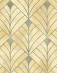 Champagne Crest elegant gold art deco leaf wallpaper