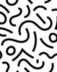 Black and white Memphis style abstract peel and stick wallpaper - Chaotic Curves