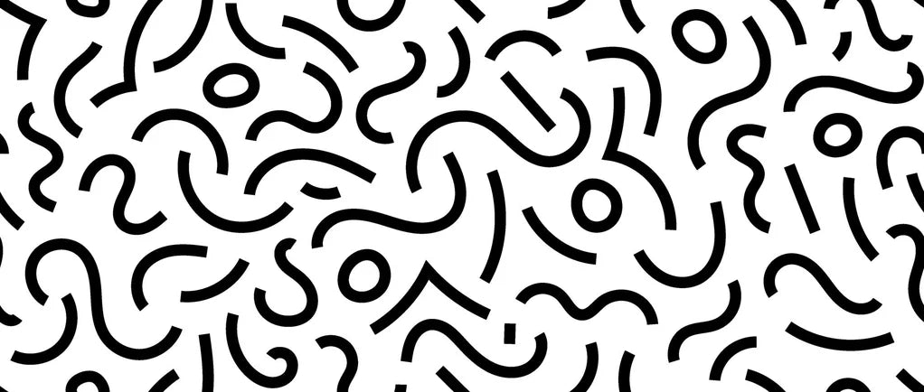 Black and white Memphis style abstract peel and stick wallpaper - Chaotic Curves