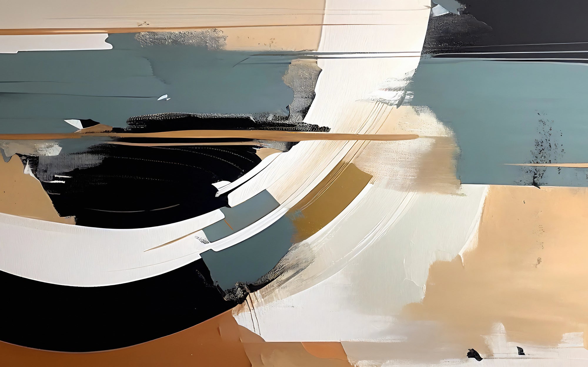 Bold black tan abstract landscape peel and stick wallpaper - Charred Horizon