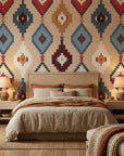 Chieftain Weave tribal texture wallpaper adding character to a cozy bedroom
