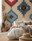 For a grounded home interior, an upscale, fibrous design displaying a tribal-style pattern in achromatic colors