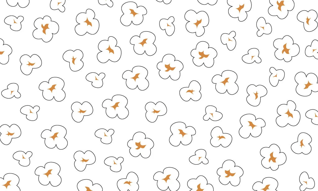 White and brown popcorn pattern novelty peel and stick wallpaper - Cinema Swirl