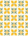 Citrus Bloom yellow lemon and green geometric tile wallpaper