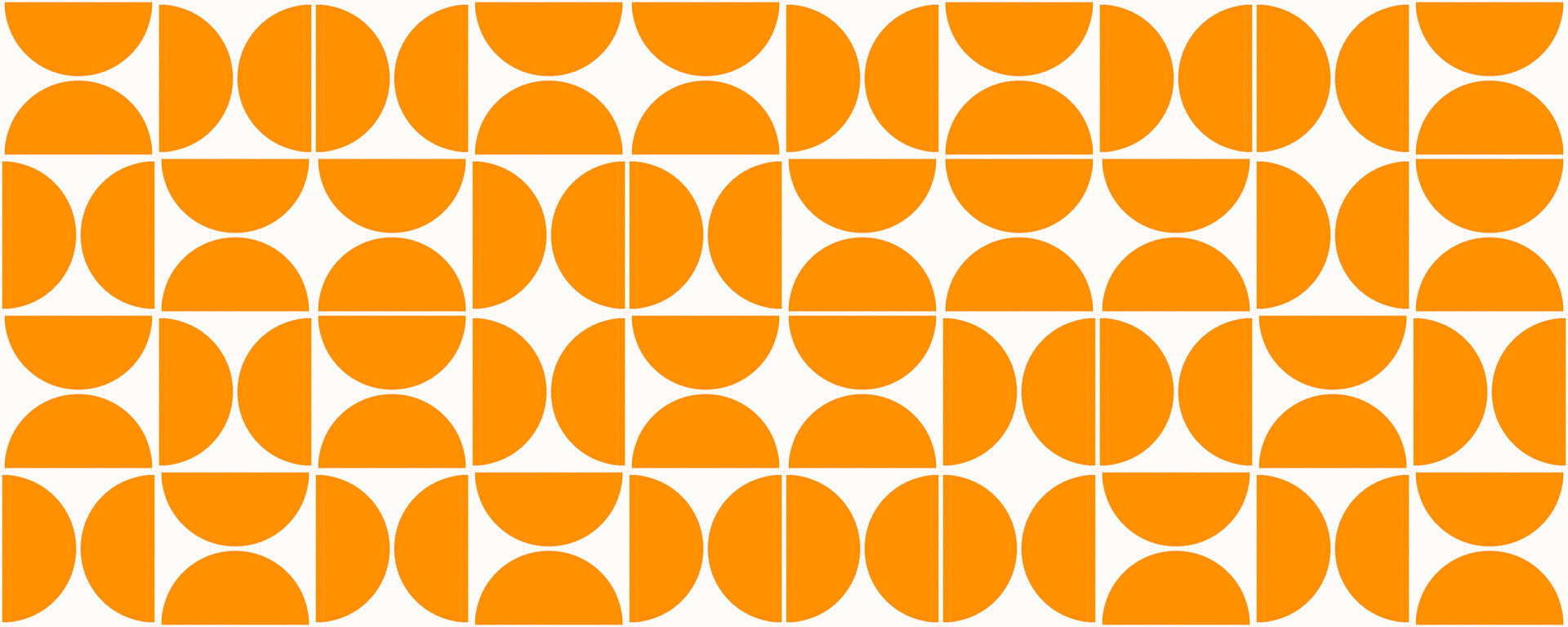 Self-adhesive wallpaper featuring a mid-century modern, orange half-circle geometric design (Citrus Grid)