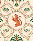 Leopards intertwined with citrus fruit elements creating a whimsical pattern