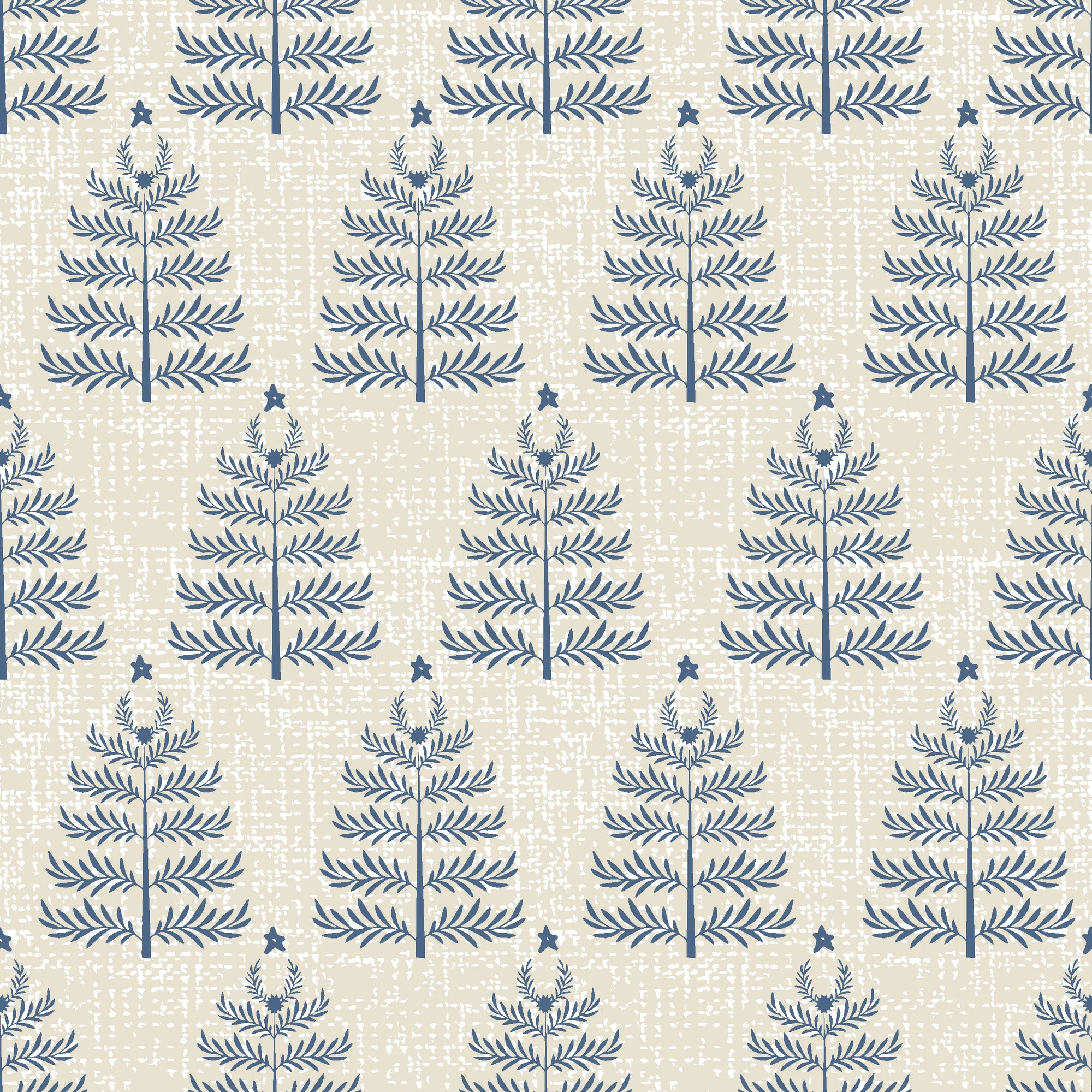 Clipped Dreams blue botanical tree wallpaper