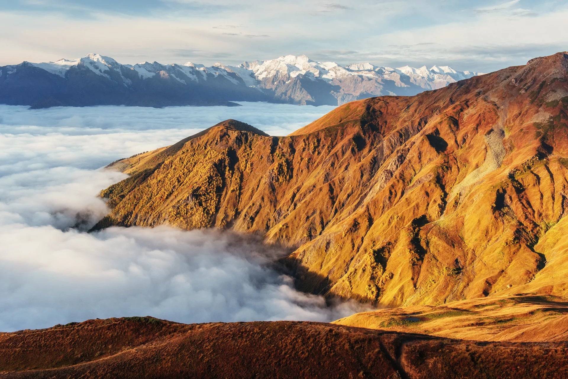 Atmospheric cloud scene with dramatic lighting on removable wallpaper