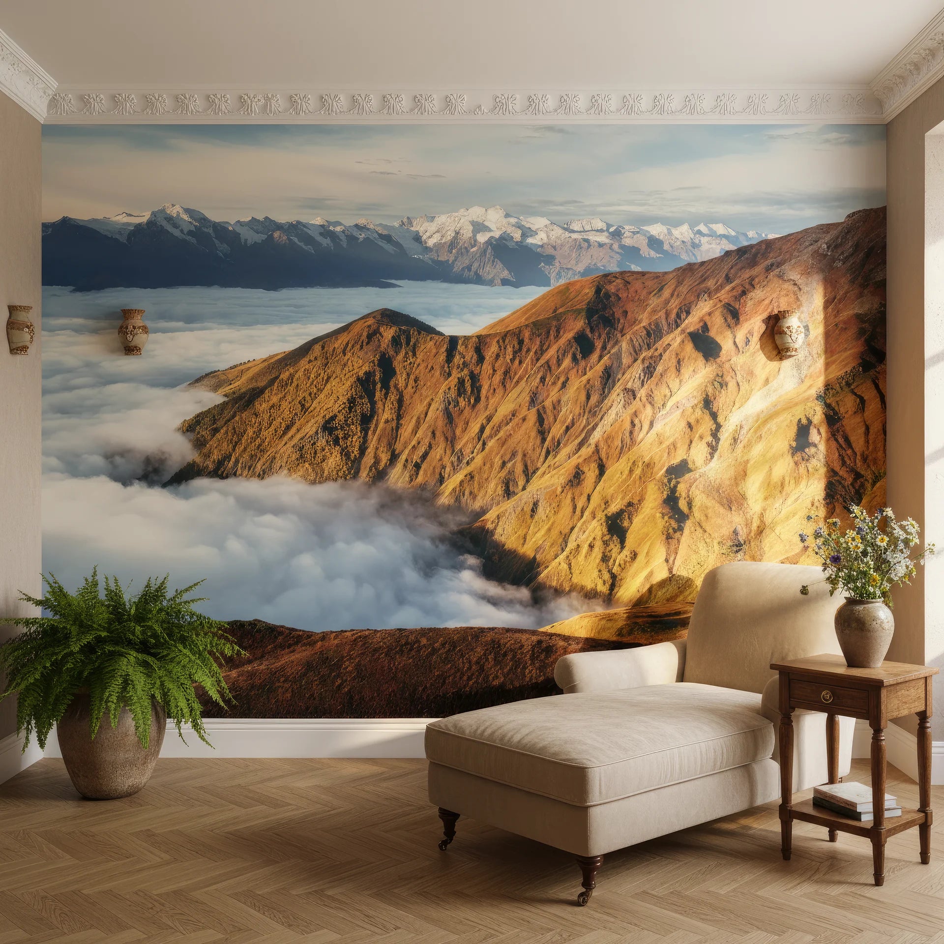 Cloud drama with sky opening and radiant light effect peel and stick wallpaper