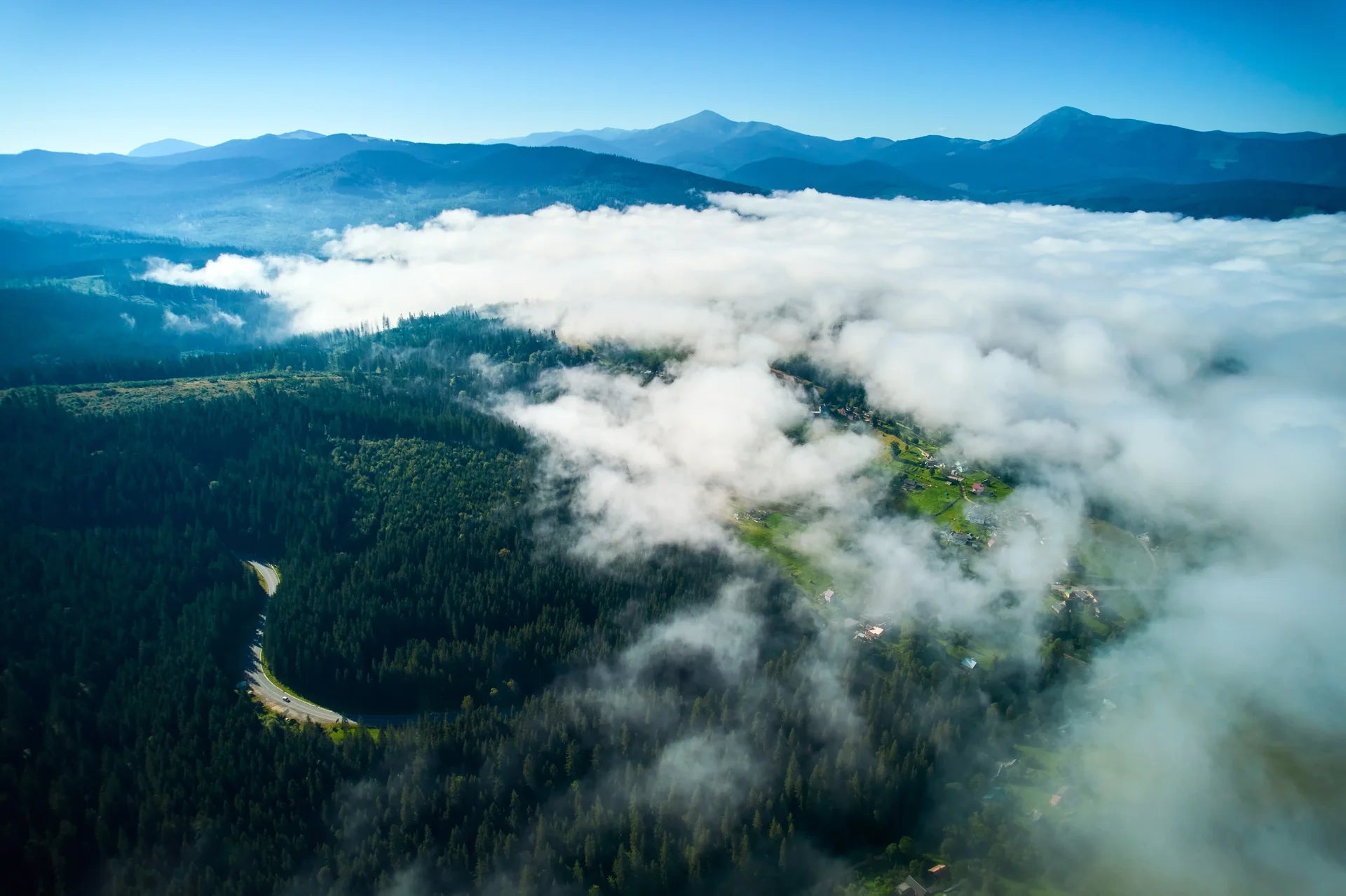 Soft cloud atmosphere with muted landscape colors removable wallpaper