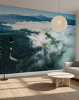 Soft clouds enveloping landscape with gentle atmospheric feeling removable wallpaper
