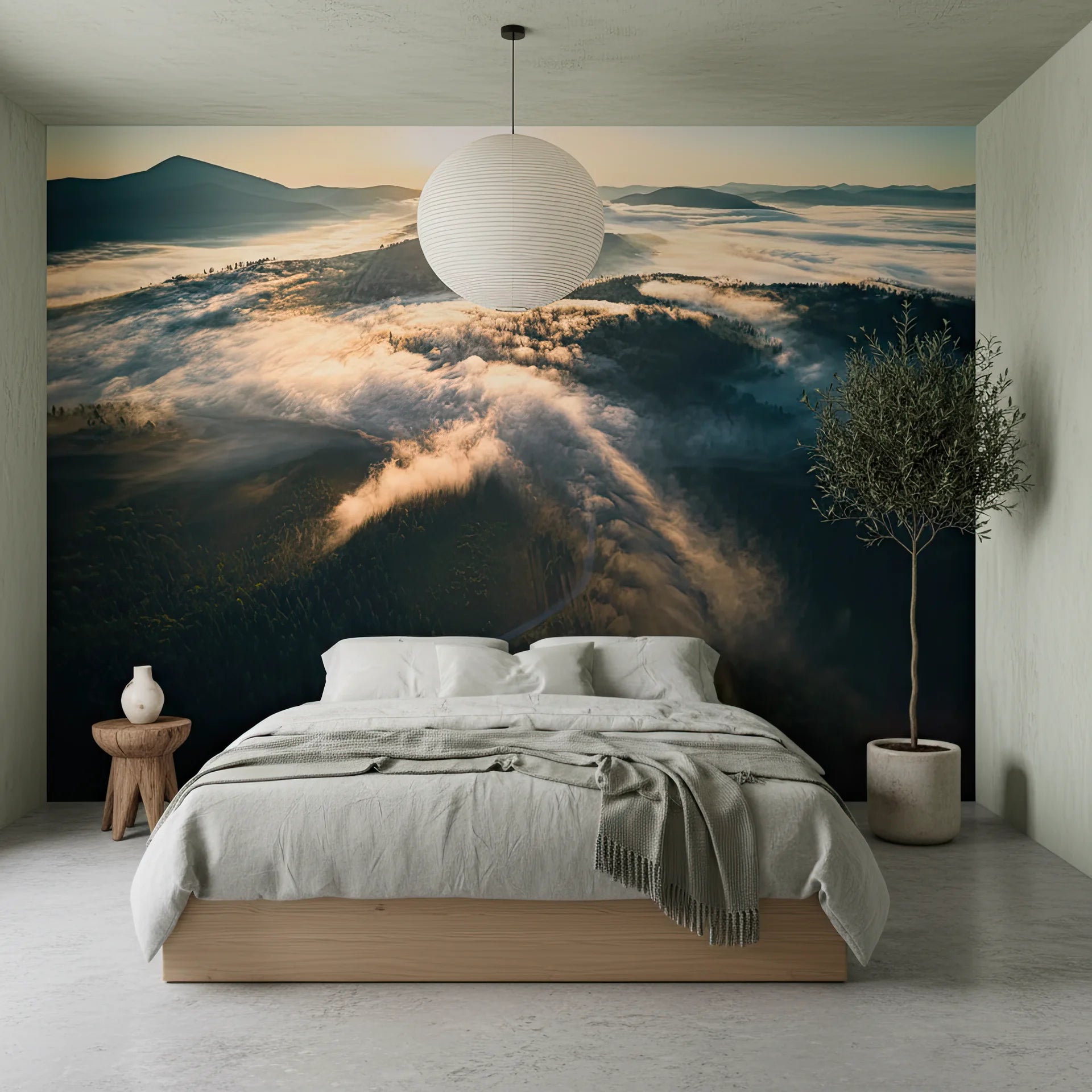 Kingdom of clouds with dramatic peaks and cloud structures peel and stick