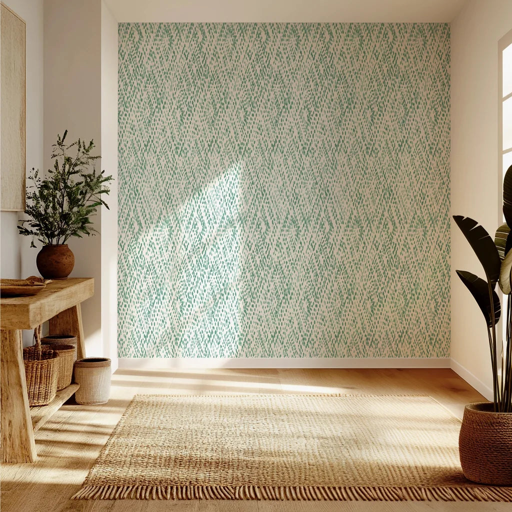 Smooth sage green abstract rain pattern peel and stick wallpaper - Coastal Mint