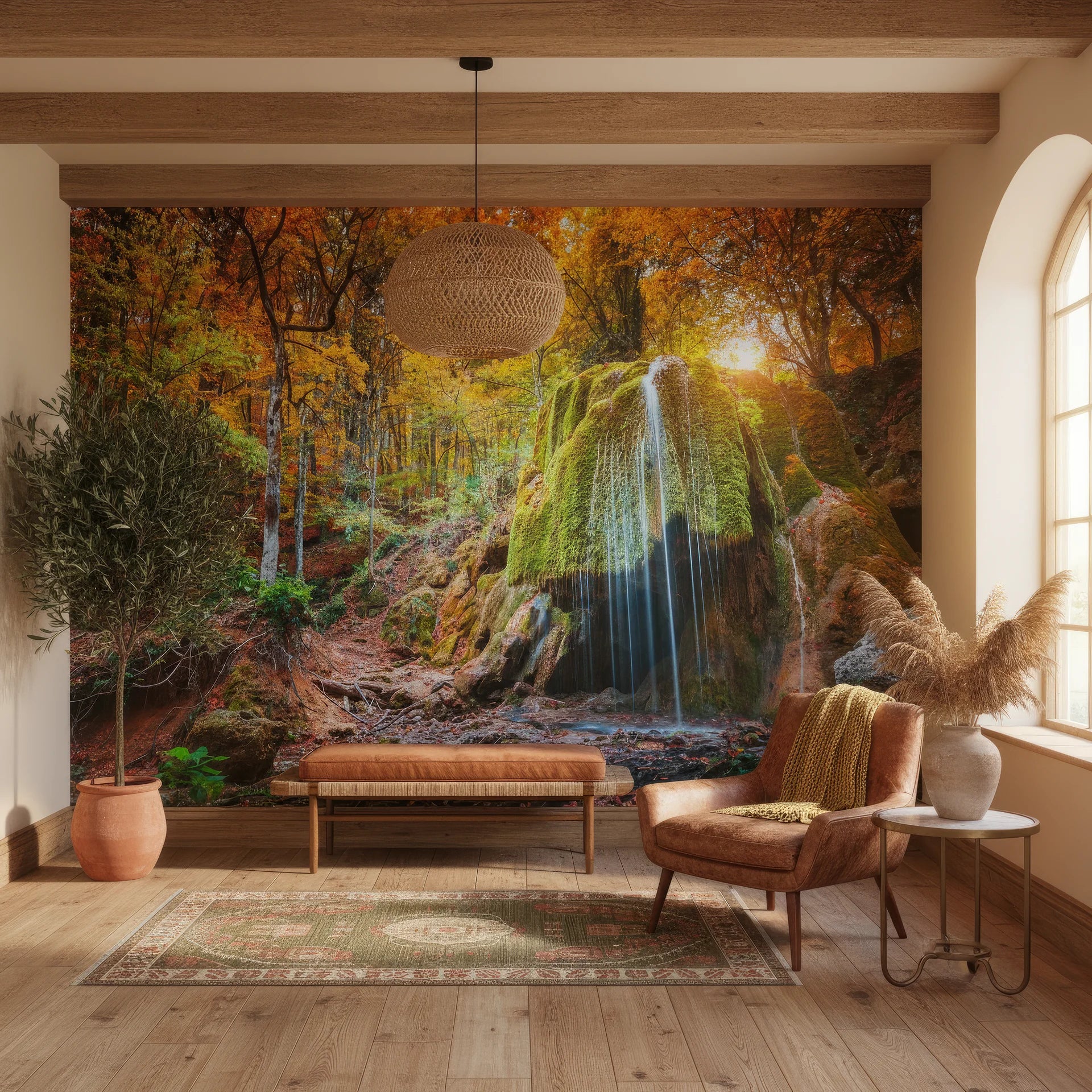 Precious coastal landscape with turquoise waters and rocky shore removable wallpaper