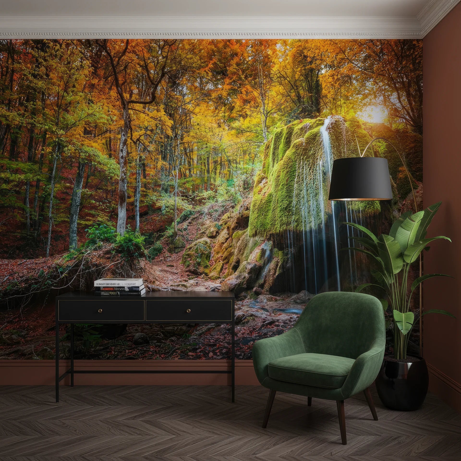 Sparkling coastal seascape with jewel-tone colors peel and stick wallpaper