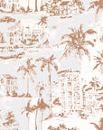 Linen-like terracotta coastal toile peel and stick wallpaper - Coastal Village