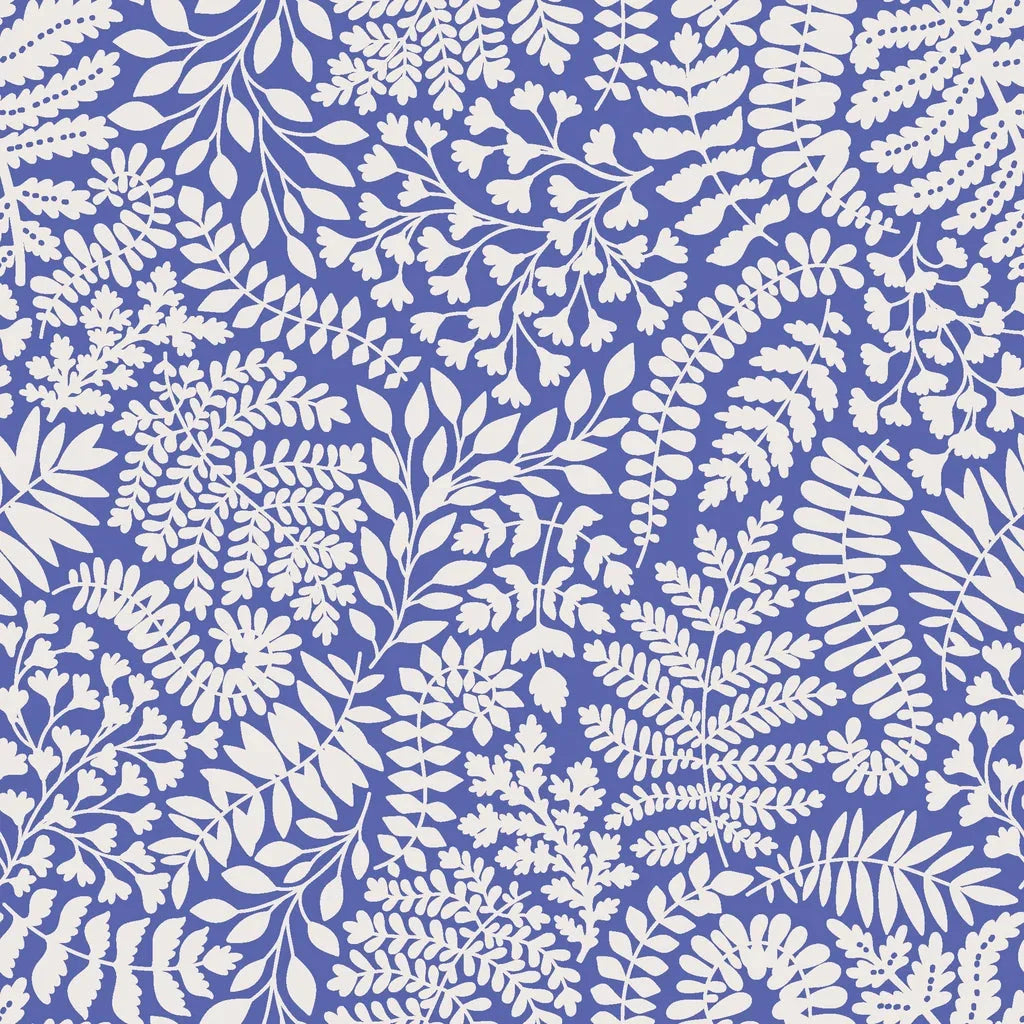 Cobalt Canopy blue leaf wallpaper