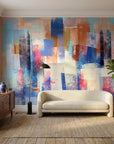 Textured cobalt blue and blush abstract peel and stick wallpaper - Cobalt Fragments