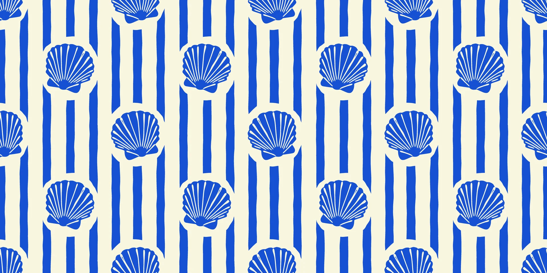 Smooth cobalt blue scallop shell stripe peel and stick wallpaper - Cobalt Shore