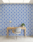 Cobalt Shore cobalt blue coastal as a feature wall in a bright home office