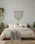 Cobalt Grain grey woven texture wallpaper adding character to a cozy bedroom