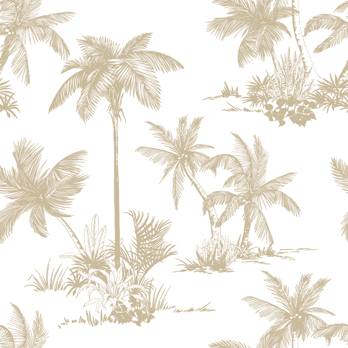 Cocoa Grove warm tropical wallpaper