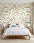 Confetti Fan dotted art deco wallpaper adding character to a cozy bedroom