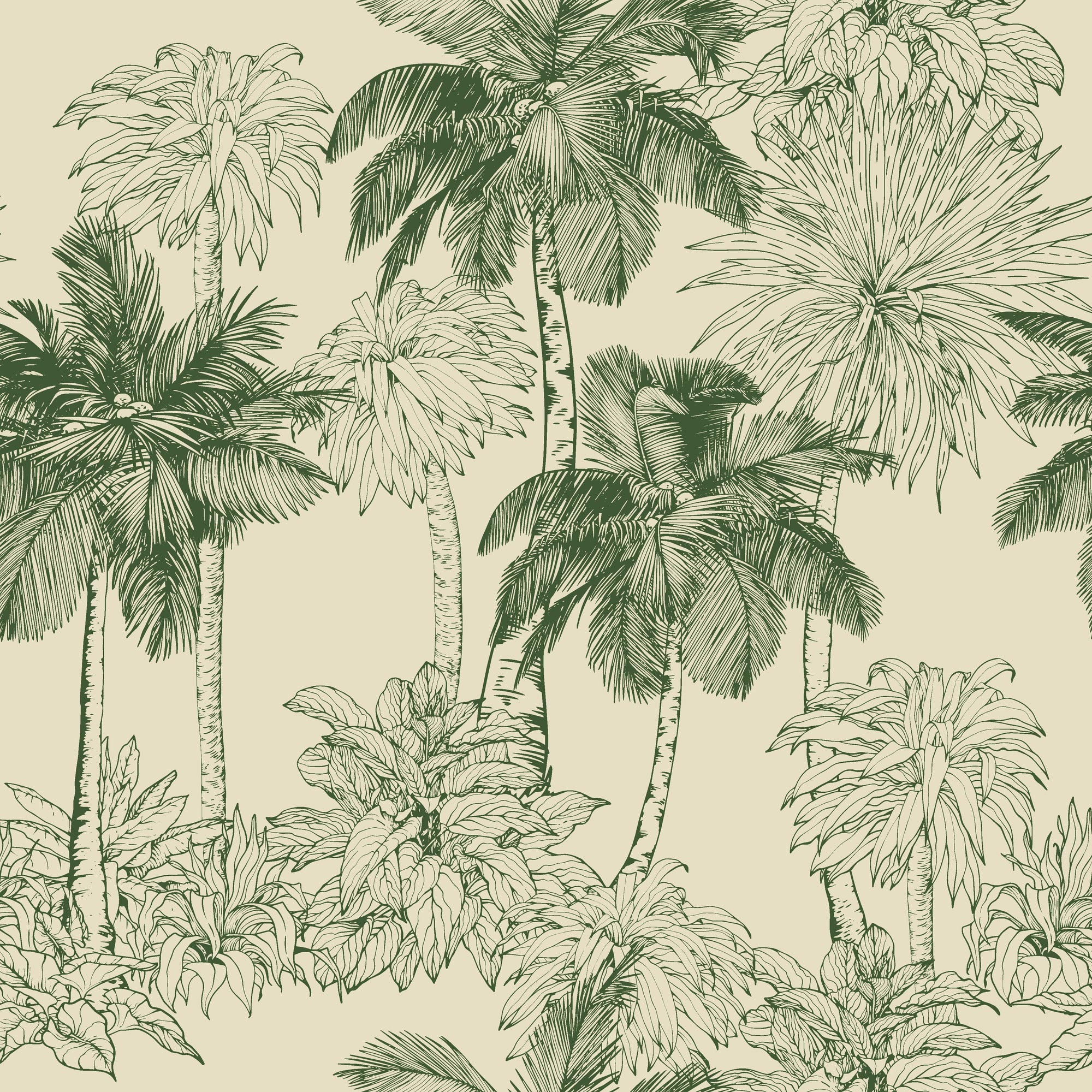 Matte emerald palm tree peel and stick wallpaper - Conservatory Greens