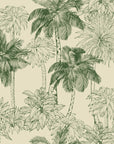 Matte emerald palm tree peel and stick wallpaper - Conservatory Greens