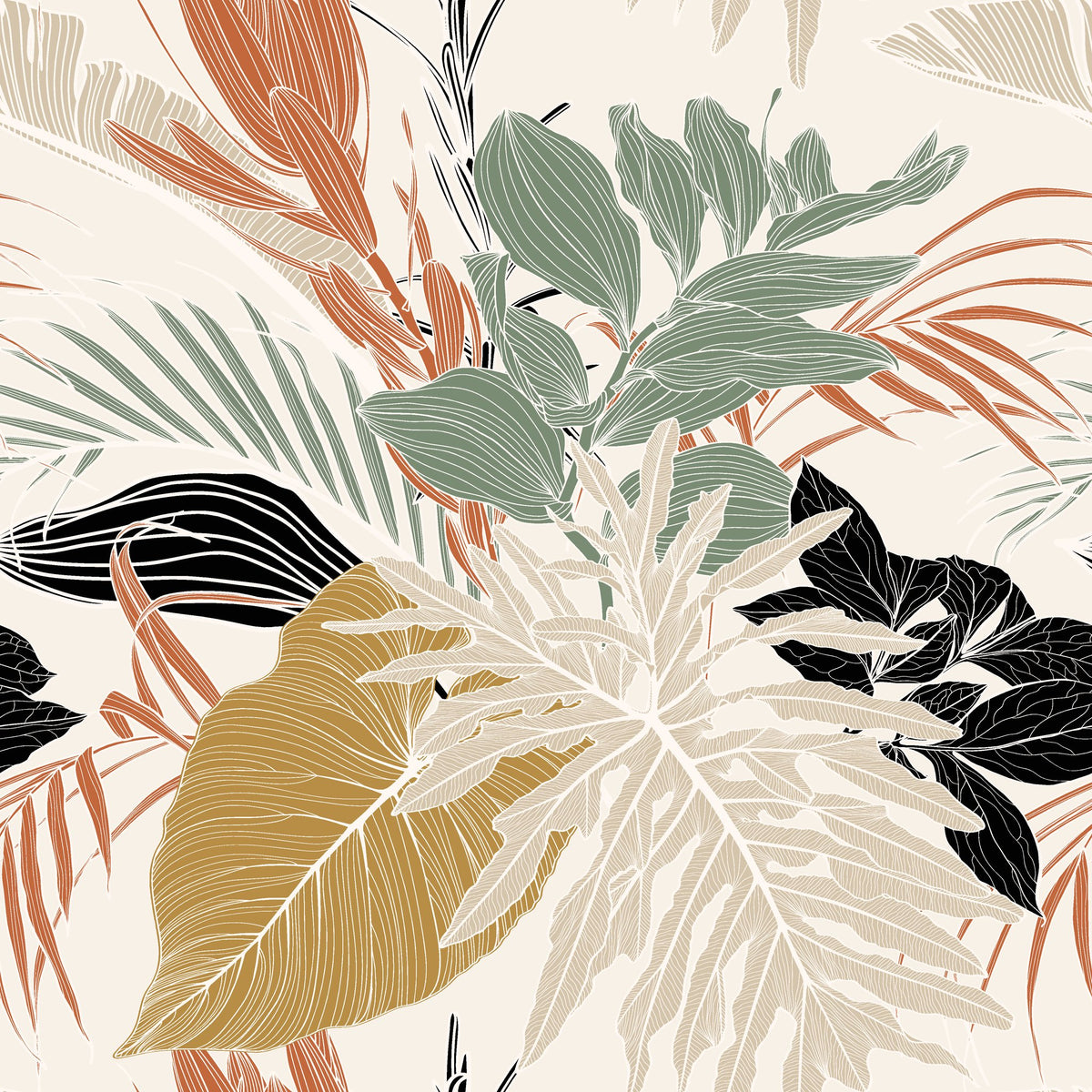 Copper Fronds metallic palm wallpaper