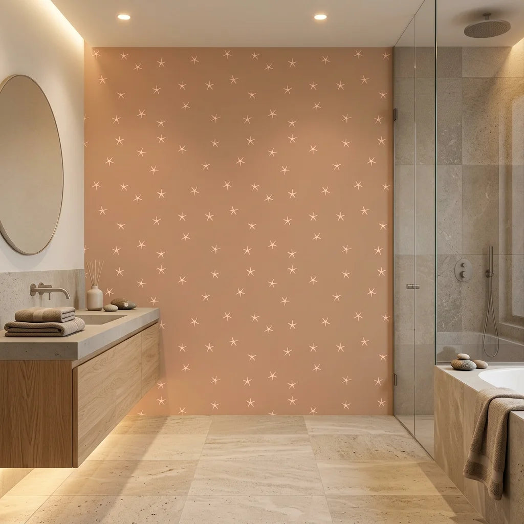 Copper Stars copper terracotta starfish creating ambiance in a serene bathroom