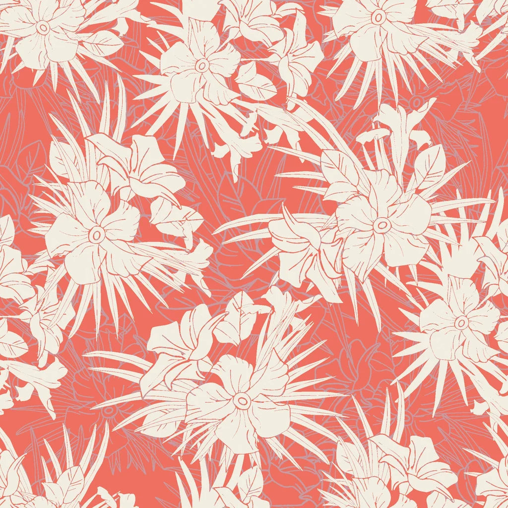 Coral Bloom pink floral wallpaper