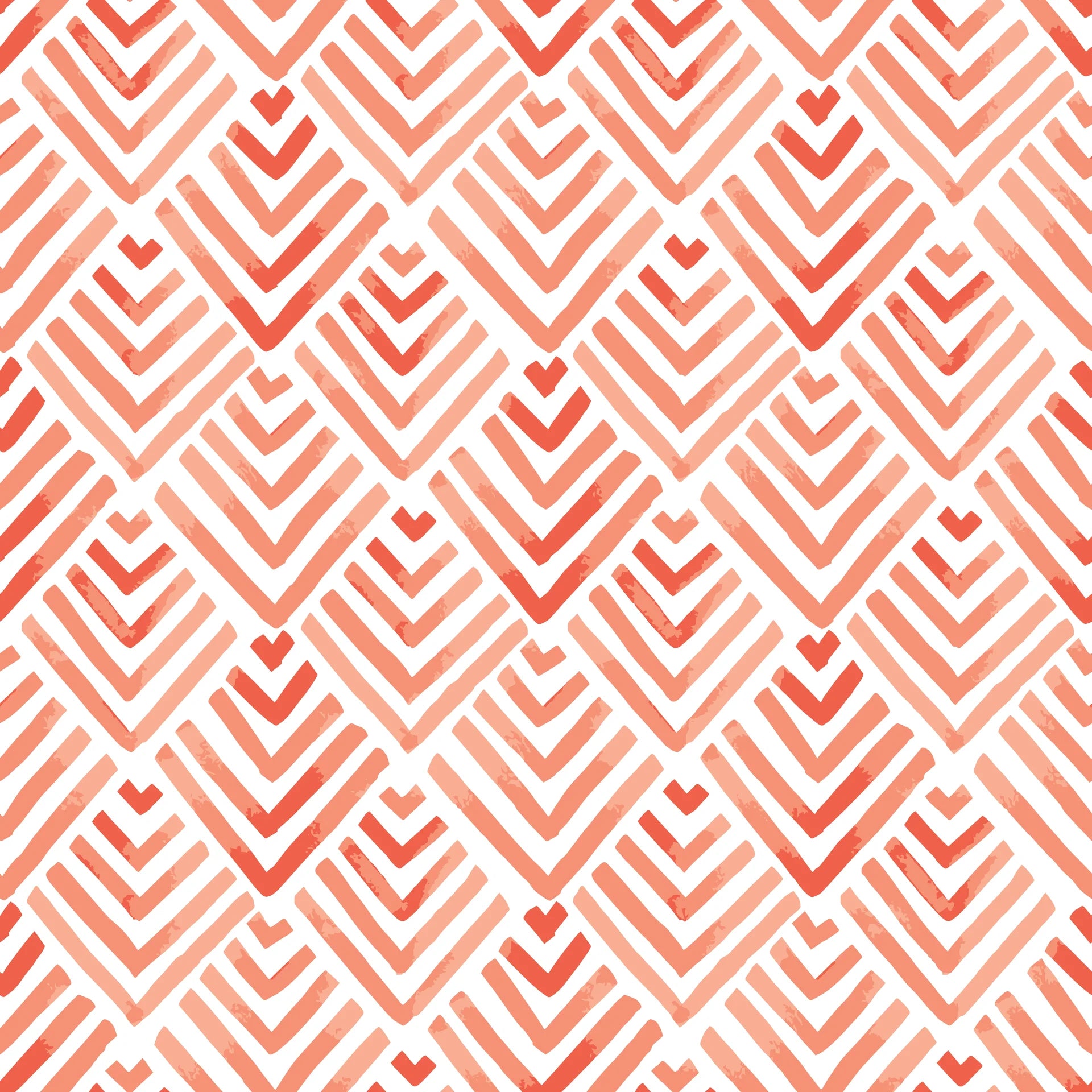 Coral Fret vibrant geometric peel and stick wallpaper creating ambiance in a serene bathroom