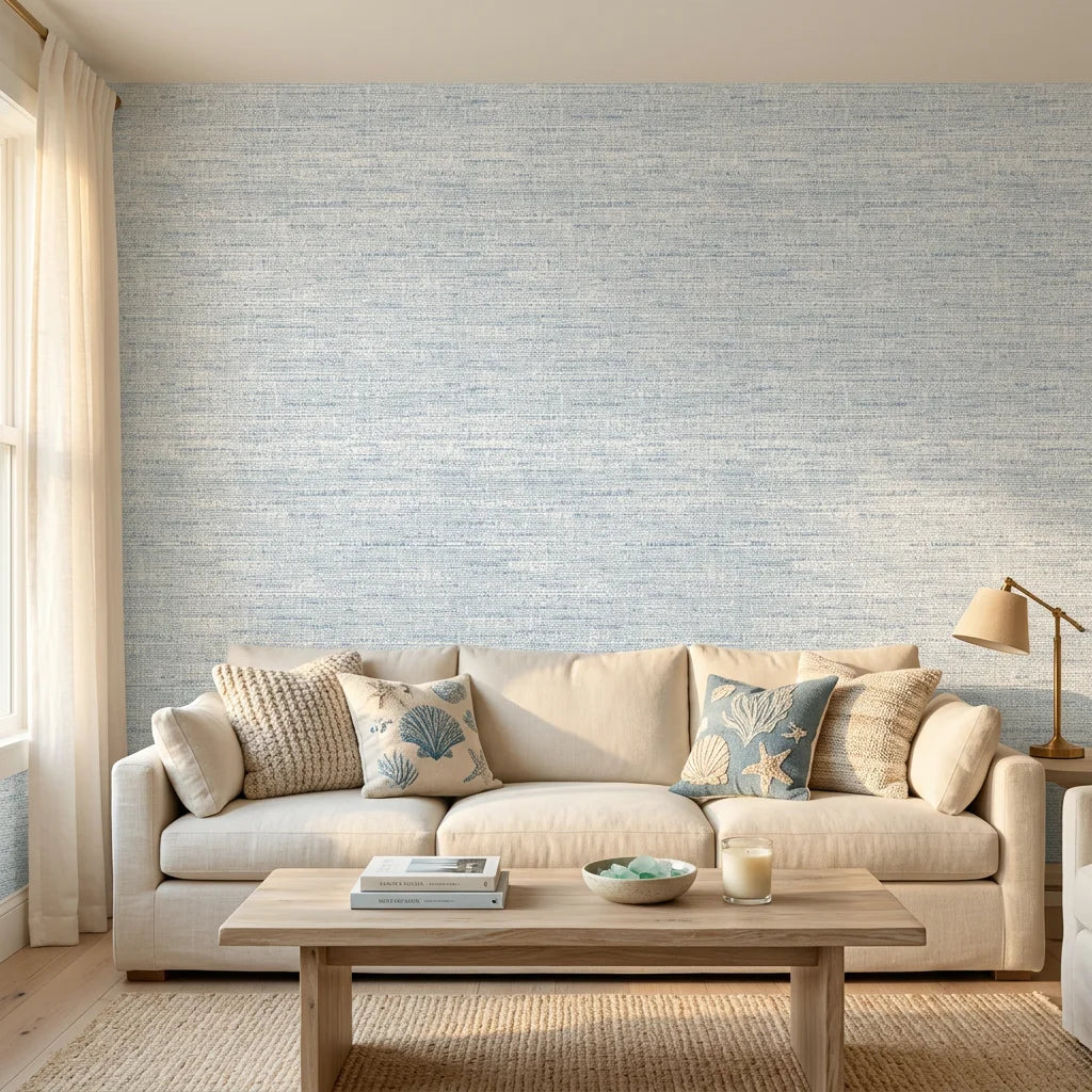 Textured light blue abstract dash peel and stick wallpaper - Cornflower Dash