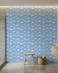Cornflower Garden cornflower blue floral creating ambiance in a serene bathroom
