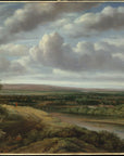 Dutch landscape wallpaper featuring dramatic clouded sky over river valley with pastoral countryside scene