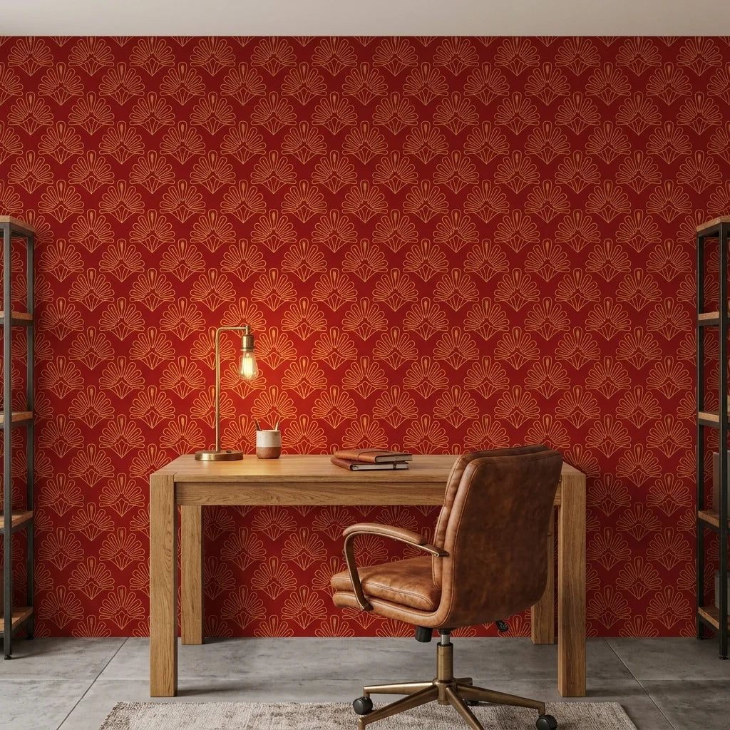 Crimson Bloom bold red botanical mural wallpaper adding character to a cozy bedroom