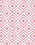 Crimson Echo elegant red geometric wallpaper creating ambiance in a serene bathroom