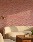 Textured red and grey geometric weave peel and stick wallpaper - Crimson Relic