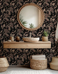 Deeply colored classic wallcovering featuring the paisley pattern in rich maroon and chestnut motifs