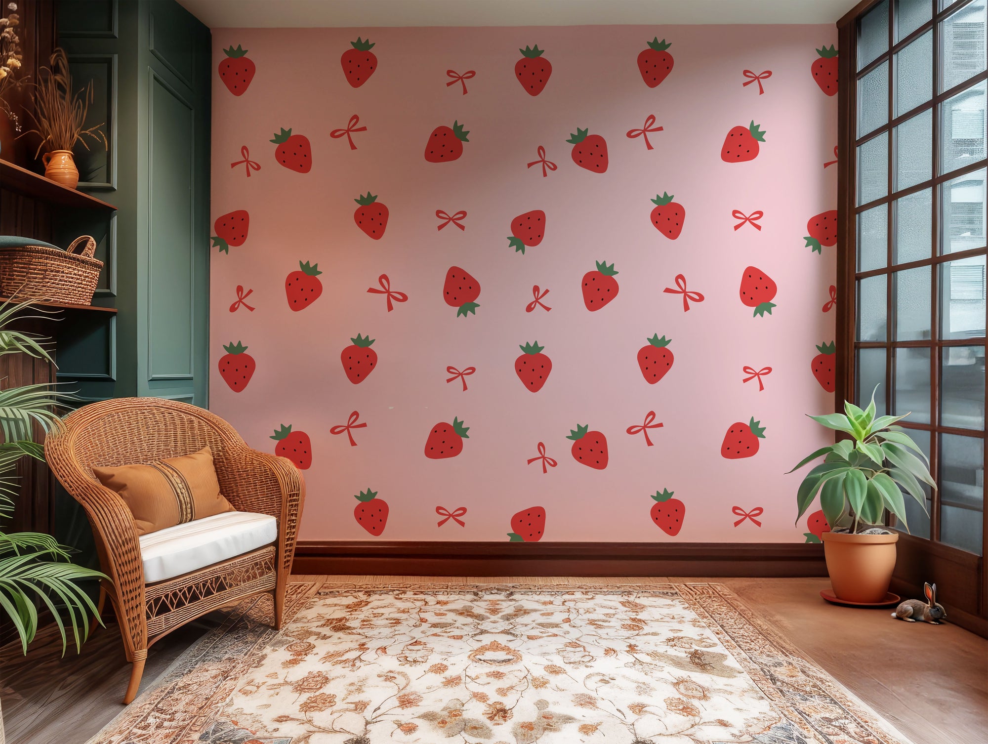 Scarlet, fanciful wall covering