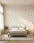 Crystal Lines grey geometric trellis adding character to a cozy bedroom