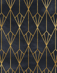 Crystal Noir dramatic black and gold art deco wallpaper