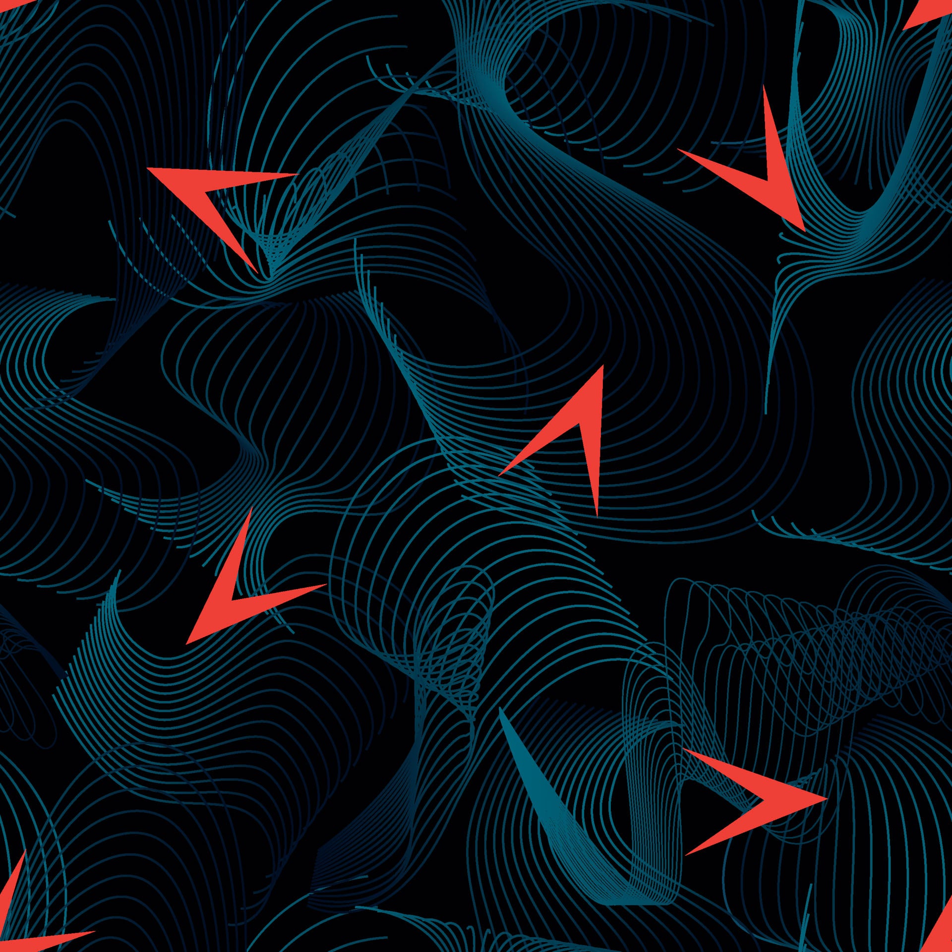 Abstract cream and teal peel-and-stick wallpaper with wavy lines - Current Drift