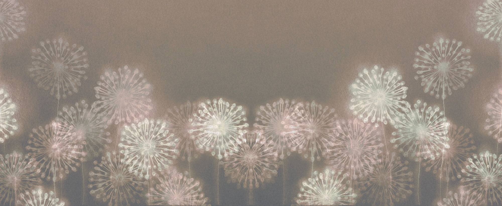 Matte white dandelion silhouette peel and stick wallpaper - Dandelion Drift