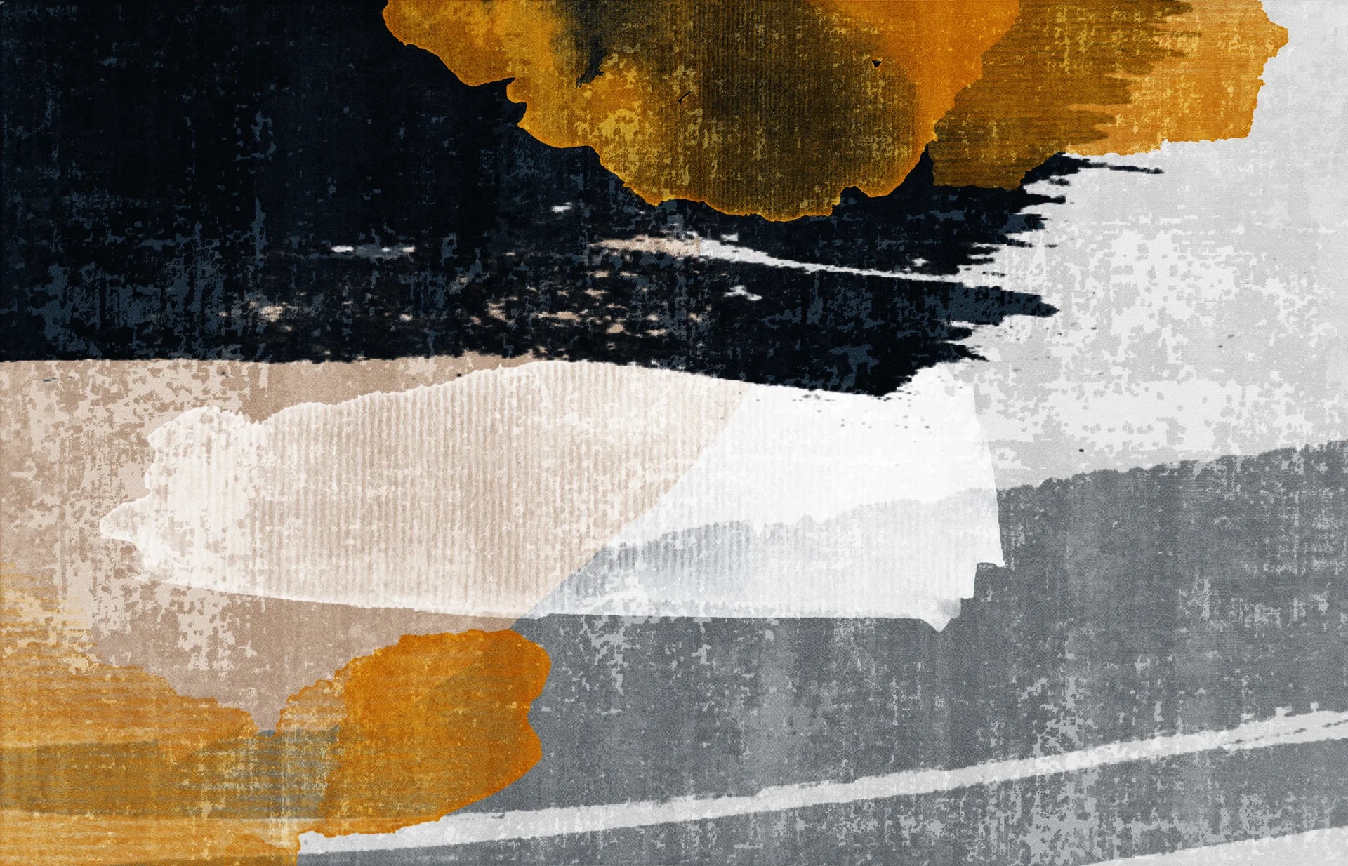 Dark Ember black and gold abstract wallpaper creating ambiance in a serene bathroom