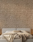 Dark Weave neutral geometric peel and stick wallpaper adding character to a cozy bedroom
