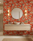 Desert Blaze cacti wallpaper creating ambiance in a serene bathroom